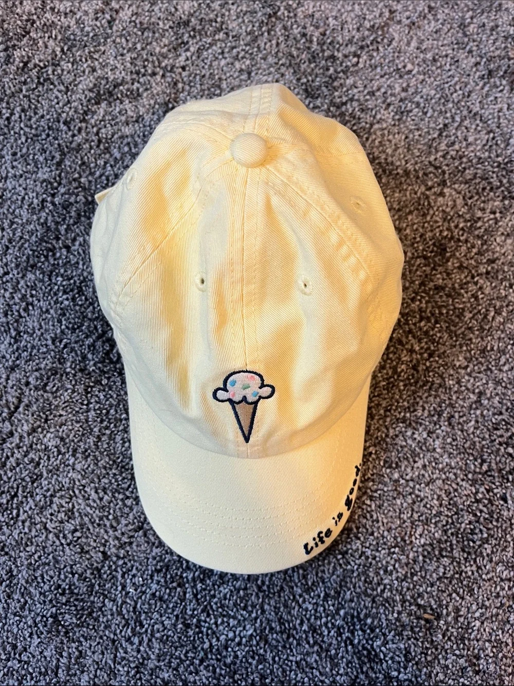 Life Is Good Kids Yellow Ice Cream Baseball Hat